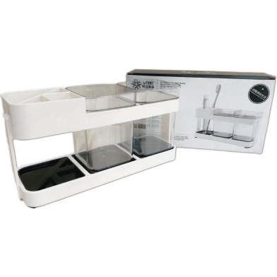 Dish Soap Dispenser Sink Countertop Organizer with Sponge Holder Washing Soap Dispenser image