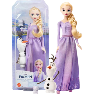 Disney Frozen HLW67 Toys, Elsa Fashion Doll and Olaf Figure image