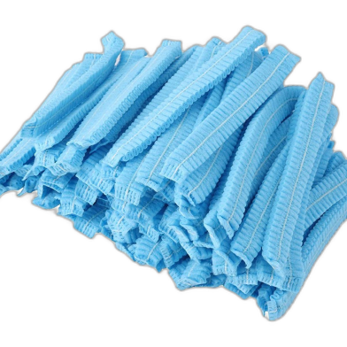 Disposable Non-woven Head Cover Mob Cap Hat Hair Net Anti-dust Hats Cap Blue Colour - 100 Pcs image