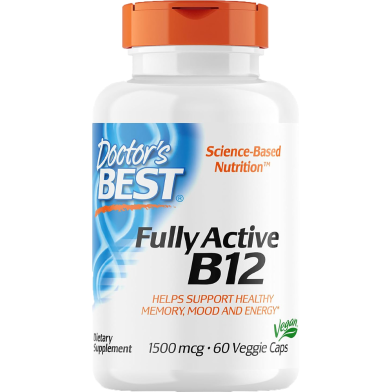 Doctor's Best Fully Active Vitamin B12 Premium 1500 mcg 60 Veg Capsules image