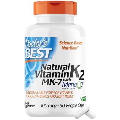 Doctor's Best Natural Vitamin K2 MK-7 With MenaQ7 100 Mcg - 60 Veggie Caps -452879628 image