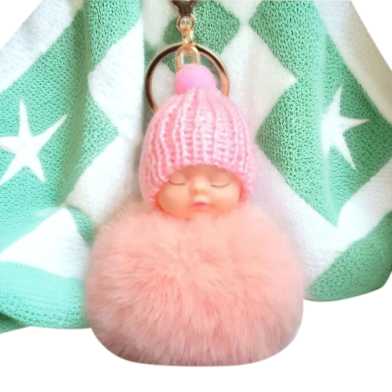 Doll Shape Sleeping Woll Doll Key Ring - Any Color image