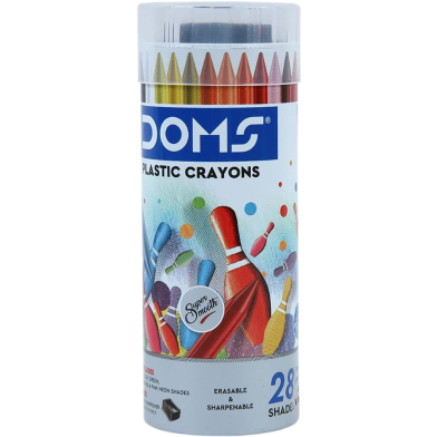 Doms Erasable Plastic Crayons (28 Shades, Round Tin Box) image