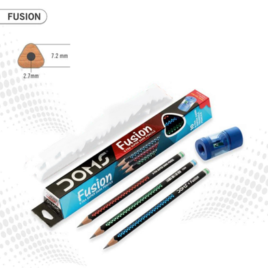 Doms Fusion X-Tra Super Dark Pencils - 10pcs With Free 1 Eraser 1 Sharpner Slide 2