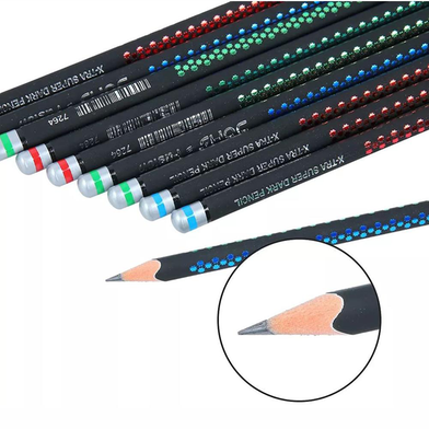 Doms Fusion X-Tra Super Dark Pencils - 10pcs With Free 1 Eraser 1 Sharpner Slide 3