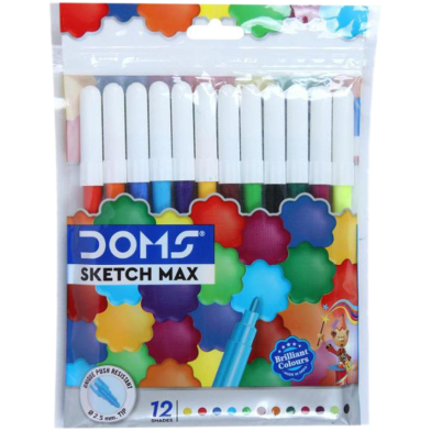Doms Water Color Pen Sign Pen Sketch Pen Big Size - 12 Pcs image