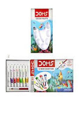 Doms Water Colour Paint 12 Color Tubes box 1pc Brush 1pc Palette for Water Painting image