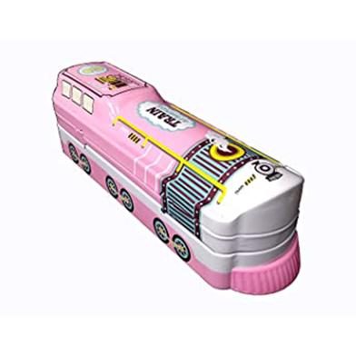 Double Decar Train Engine Style Two Layer Metal Pencil Box, Pencil Case for Kid image