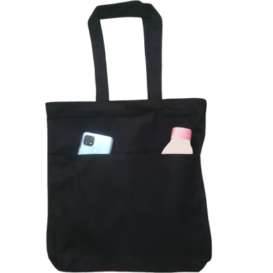 Double Pocket Canvas Tote Bag with Zipper image