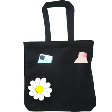 Double Pocket Canvas Tote Bag with Zipper image