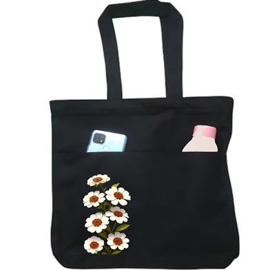 Double Pocket Canvas Tote Bag with Zipper image