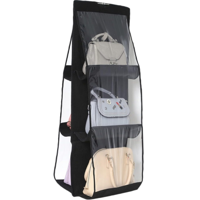 Double-Sided Hanging Bag Organizer - 6-Pocket Purse and Handbag Storage for Closets (Multicolor) image