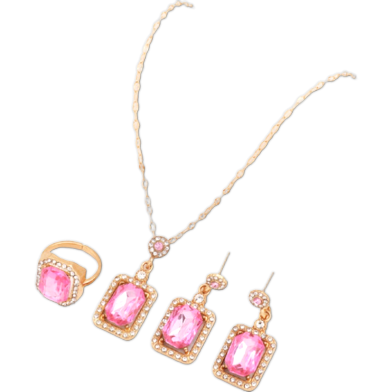 Double Stone Luxury Clavicle Chain Design Neckless Set For Stylish Girls 4Pcs Set image