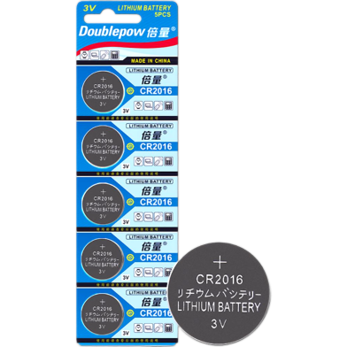 Doublepow CR2016 Button Cell Lithium Battery - 5 Pcs image