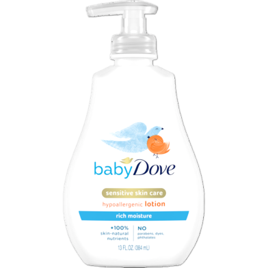 Dove Baby Sensitive Skin Care Rich Moisture Hypoallergenic Lotion 384ml image