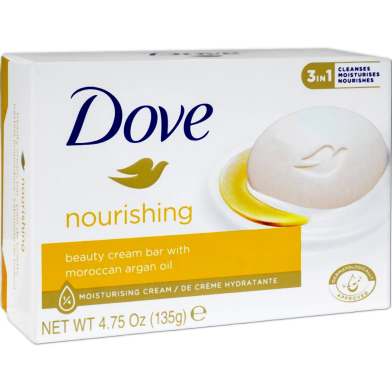 Dove Nourishing beauty Cream Bar Moroccan Argan Oil Sent Body Soap-135gm image