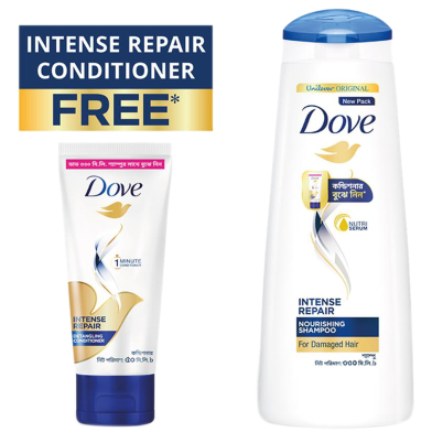Dove Shampoo Intense Repair 330ml with Conditioner FREE image