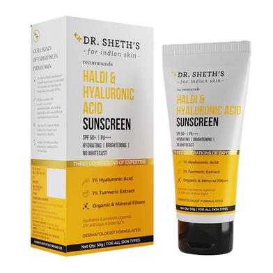 Dr. Sheth's Haldi and Hyaluronic Acid Sunscreen SPF 50 plus PA plus plus plus - 50g -335704298 image