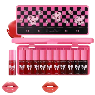 Dragon Ranee Lip Gloss and Lipstick Set,10pcs Moisturizing Lip Colors With Different Finish, Long Lasting and Non-Stick Cup Lip Tints image