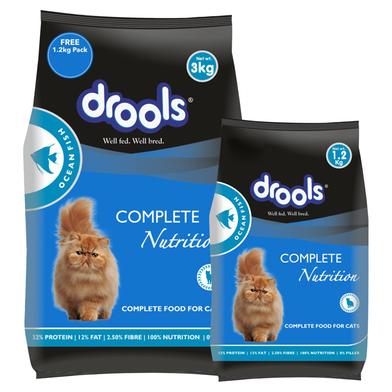 Drools Adult Cat Food Ocean Fish - 3kg With1.2kg Free image
