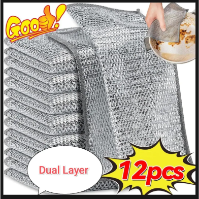 Dual Layer Magic Cleaning Cloth for Dishwashing And Kitchen Cleaning 12 Pcs image