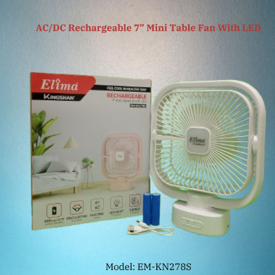 Rechargeable EM-KN283A AC/DC 7 Inch Mini Table Fan With LED image