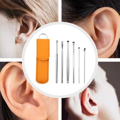 Ear Pick Set Portable Ear Cleaner Set Stainless Steel with Leather Case - 6 Pcs - Any Color Slide 5