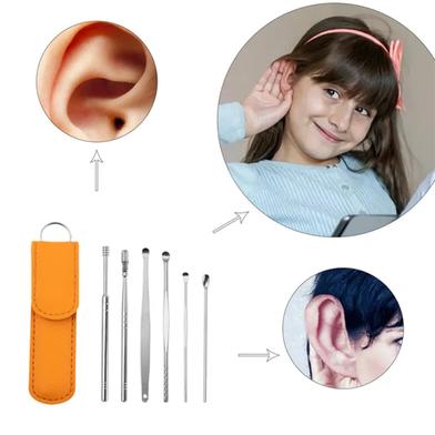Ear Pick Set Portable Ear Cleaner Set Stainless Steel with Leather Case - 6 Pcs - Any Color Slide 4