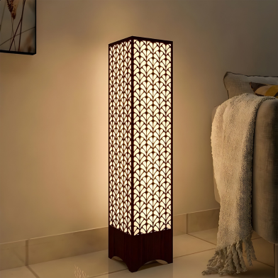 Ednfy Designer Wooden Floor Lamp | Modern Japanese Style | Warm Ambient Lighting for Home, Office, and Studio | Tall Pine Wood Light Fixture (LL-112) image