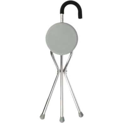 Elderly Aluminum Folding Walker Stick with Seat - 2 in 1 (Any Colour) image