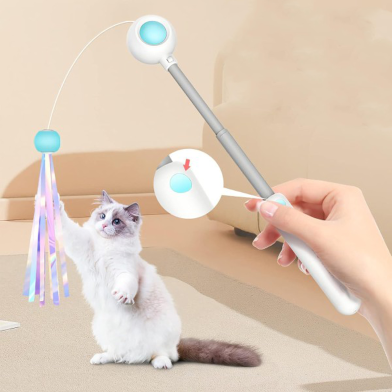 Electric Cat Tackle Retractable Cat Toys Feather Toy Cat Electric Interactive Cat Toy Intelligence with Laser Light for Kittens Cats image