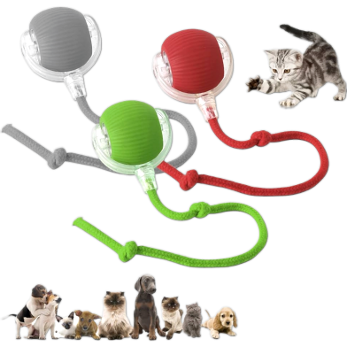Electric Self-Rolling Pet Toy Ball with Tail Rope For Cat and Small Dog | Rechargeable image