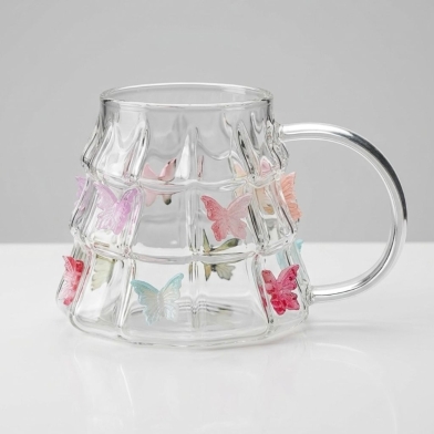 Elegant Fairy Cup Borosilicate Glass Mug with Handle Transparent Coffee Cup Heat-Resistant Drinkware for Home Office Milk Tea image