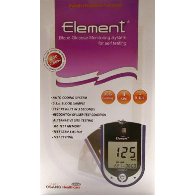 Element Blood Glucose Meter Designed with Japanese Technology Made In Korea Comes With Free Pack of 10 Packed Strips image