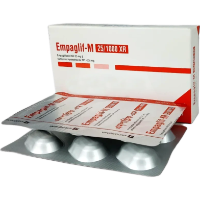 Empaglif-M XR 25 mg, 1000 mg Tablet (Extended Release) 6's Strip image