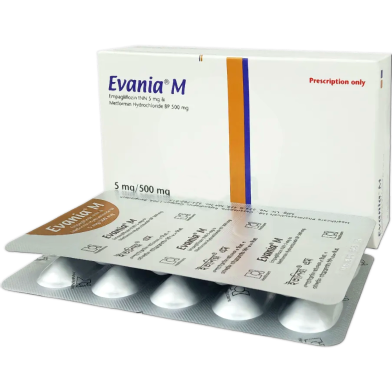 Evania-M 5 mg, 500 mg Tablet 10's Strip image
