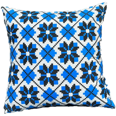 Agrey Hometex Exclusive Cushion Cover Blue And Black 18x18 Inch image