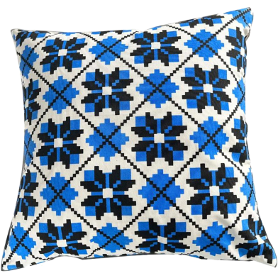 Agrey Hometex Exclusive Cushion Cover Blue And Black 14x14 Inch image