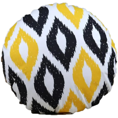 Agrey Hometex Exclusive Round Cushion Cover, Yellow And Black 18x18 Inch image