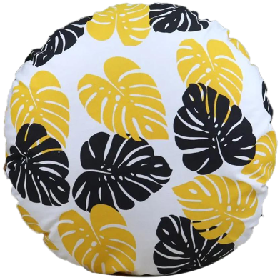 Agrey Hometex Exclusive Round Cushion Cover, Yellow And Black 16x16 Inch image