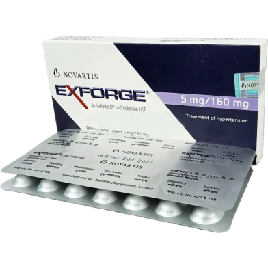Exforge 5 mg 160 mg Tablet 14's Strip image