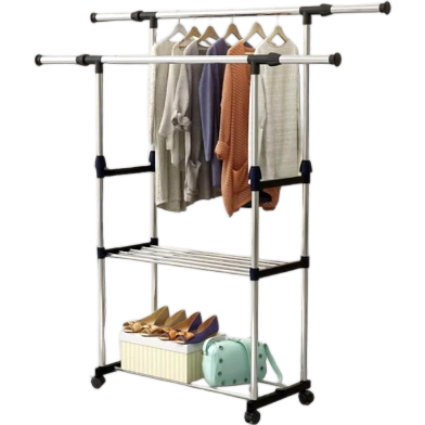 Extended Double Pool Cloth Hanging Stand Cloth Drying Stand Silver No Ratings image