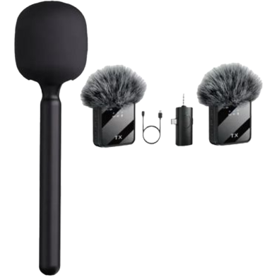 F11-2 (3 in 1)Collar Wireless Dual Microphone proprofessional Lepal Lavaliar microphon iPhone/Android image