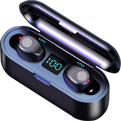 F9 Bluetooth Earphone V5.0 TWS Wireless Earphone - Black image