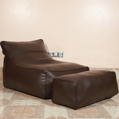 HugBag Faux Leather Lounge Chair Bean Bag With Footrest Brown Standard - Alcfbr image