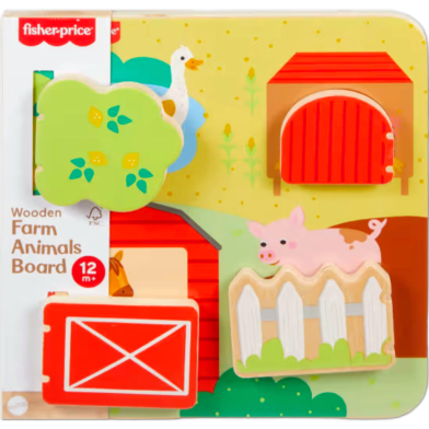 FISHER PRICE WOODEN FARM ANIMAL 12M PLUS JCY33 CN image