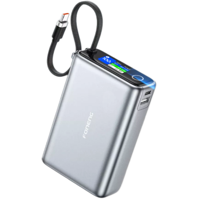 FONENG PX132 20000mah Color Display Power Bank (65W and 3 Outputs)- Dark Gray image