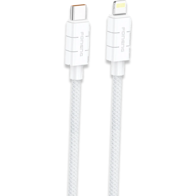 FONENG (XS02) 1.2M Braided Cable 60w and PD 27W Fast Charging Cable Type-C to Lightning- White image