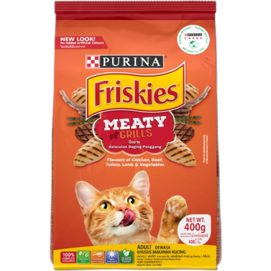 FRISKIES Adult Meaty Grills Dry Cat Food 1kg (Chicken, Beef, Turkey, Lamb and Vegetables Flavour) image