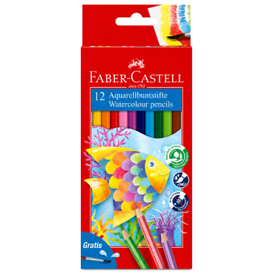 Faber Castell Aquarellbuntstifte Watercolour Pencil Long-12 Pcs image